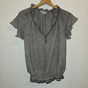 Max Studio Peasant Top Blouse Shirt Boho Floral Size XS